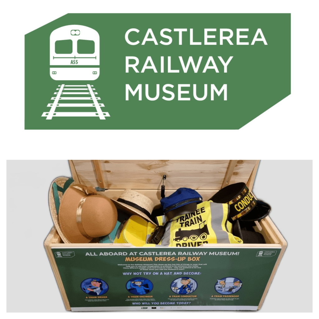 Children's Imaginative Play and Dress-up Box created by Scéal Heritage Consultancy for Castlerea Railway Museum, Roscommon.